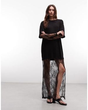 Noisy May Maxi T-Shirtjurk Met Kant - Zwart