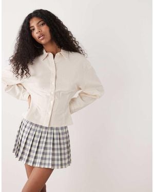 Collusion Linen Blend Cinched Waist Shirt - Multicolour