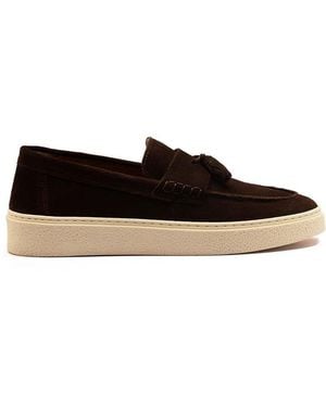 OFF THE HOOK 'Rory' Loafer Tassel Casual Slip-On Suede Leather Shoes - Brown