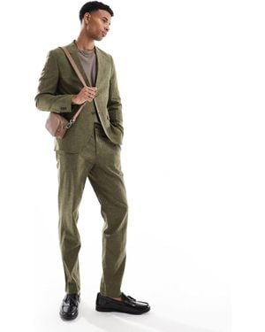Jack & Jones Premium Linen Mix Suit Trouser - Green