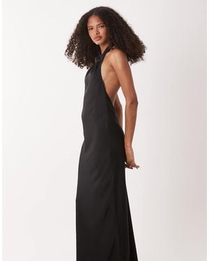 Jdy Halter Neck Satin Maxi Dress - White