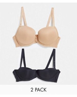 Ivory Rose Ivory Rose Fuller Bust 2 Pack Plain T-shirt Bra-multi - Black