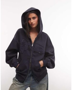 Weekday Oversized Hoodie With Embroidery Detail - Blue
