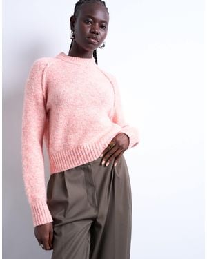 TOPSHOP Knitted Raglan Exposed Seam Sweater - Pink