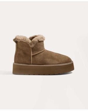 Oysho – plateaustiefel aus leder - Braun