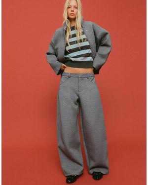 Bershka Darted Barrel Trousers - Grey