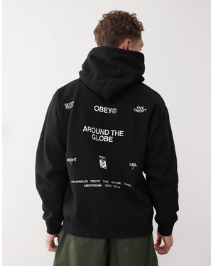 Obey Business Graphic Hoodie With Back Print - Black