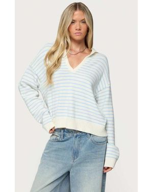 Edikted Copenhagen Oversized Striped Jumper - White