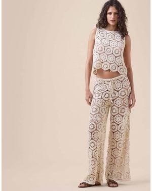 Calzedonia Crochet Palazzo Trousers - Natural