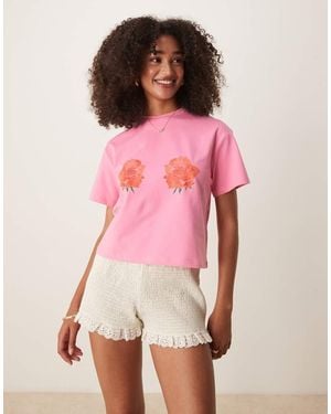 Never Fully Dressed Plus Rose Print Baby Tee - Pink