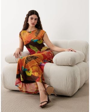 Never Fully Dressed Rio Mesh Cap Sleeve Maxi Dress - Brown