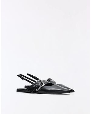 Bershka Buckle Slingback - White