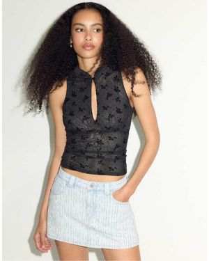 Stradivarius Sleeveless Qipao Style Top - Blue
