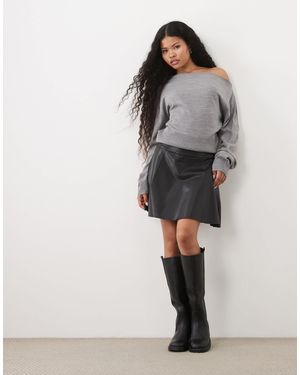 Vero Moda Mini-jupe mi-haute enduite e - Gris