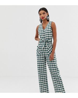Mango Gingham Printed Jumpsuit - Green