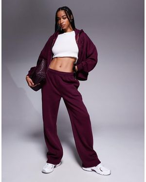 Kaiia Cotton Rich Embroide Logo Wide Leg joggers Co-ord - Purple