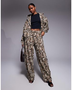 AFRM Pantalones De Chándal Color Arena De Corte Barrel Con Estampado De Serpiente De Algodón Ryan De (Parte De Un Conjunto)-Neutro