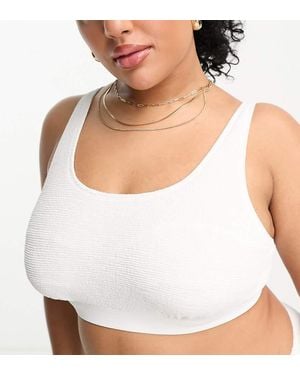 Ivory Rose Plus Crinkle Underwire Crop Bikini Top - White