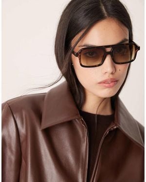 ASOS Angular Aviator Sunglasses - Brown