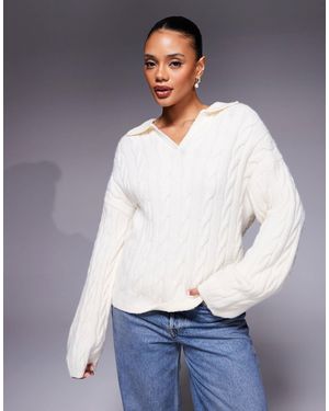Princess Polly Brodey Collared Cable Knit Jumper - Grey
