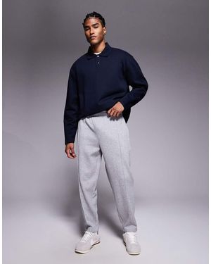 ASOS Tapered Joggers With Pin Tucks - Blue