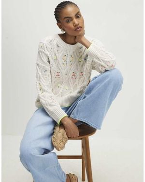 River Island Floral Embroidered Jumper - Blue