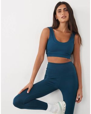 4505 Brassière Sportiva A Doppio Strato Con Scollo Rotondo E Supporto Medio - Blu