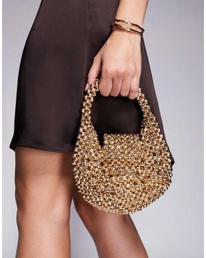 ASOS Metallic Beaded Flap Over Clutch Bag