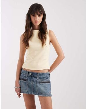 Hollister Micro Mini Denim Skort - Blue