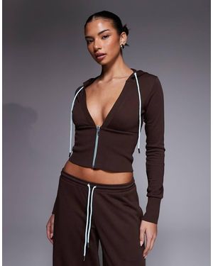 I.AM.GIA Arlo Cotton Rich Plunge Cinch Waist Long Sleeve Hoodie Co-ord - Grey