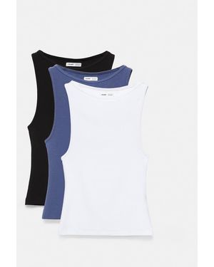 Pull&Bear Pack Of 3 Tank Tops - Blue