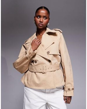 GOOD AMERICAN Cropped Trench Jacket - Natural