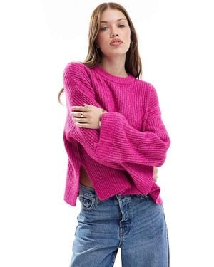 JJXX Fluffy Cropped Ribbed Jumper - Pink