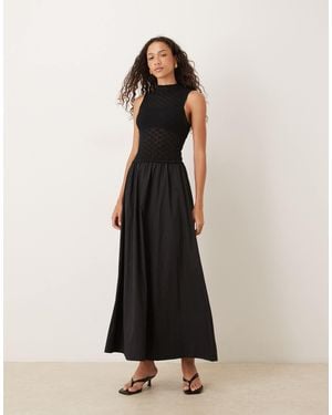 Vrg Grl Textured Body Midaxi Dress - Black