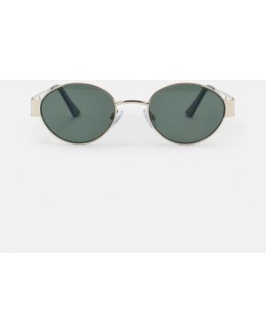 Pull&Bear – ovale sonnenbrille mit metallrahmen - Grün