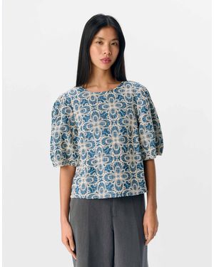 Object – top aus mittelem denim - Blau