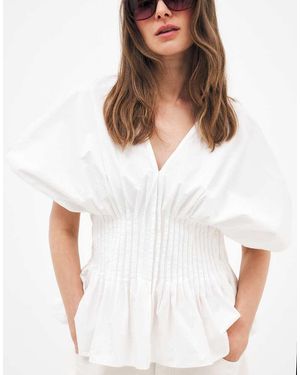 NA-KD Short Sleeve Pintuck Blouse - White