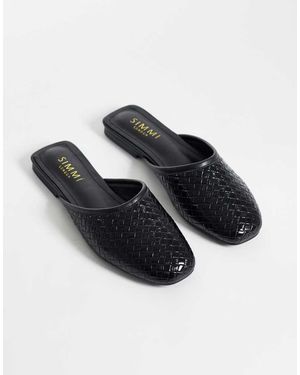 SIMMI Simmi London Nichola Zapatos Planos Tipo Mule De Tejido Ancho En Negro-Marrón
