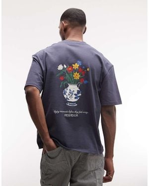 PEGADOR Ravello Oversized Graphic T-shirt With Back Print - Blue