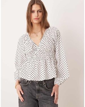 Glamorous Blusa Con Estampado De Y Mangas Globo De - Gris