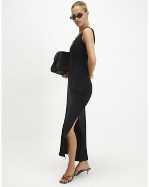 River Island Lace Trim Satin Midi Slip Dress - Black