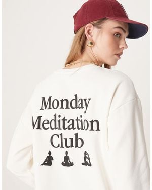 ASOS Meditation Club Puff Print Jumper - White