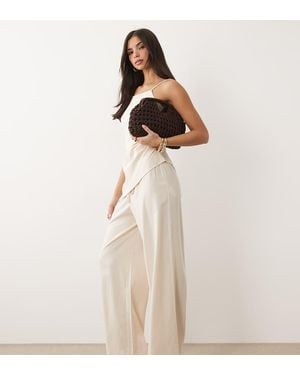Kaiia Exclusive Linen Blend Wide Leg Trousers Co-ord - Natural