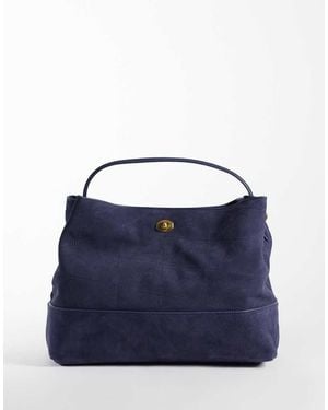 Mango 100% Suède Bucket Bag - Blauw