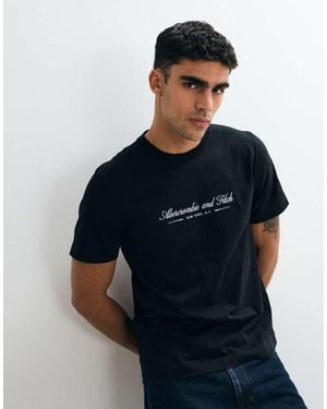 Abercrombie & Fitch Trend Chest Script Logo T-shirt - Blue
