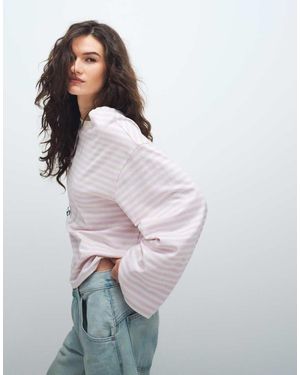 Gina Tricot Long Sleeve Relaxed Fit Long Sleeve Tee - Purple