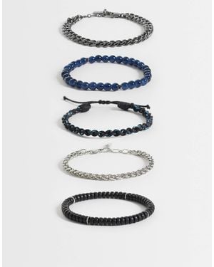 ASOS 5er-pack armbänder mit perlen, kette und band - Weiß