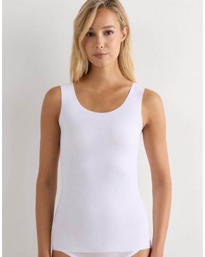 Intimissimi Round-Neck Raw-Cut Cotton Vest Top - White