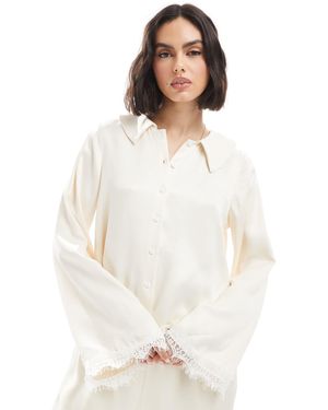 Miss Selfridge Satin Collar Blouse Co-ord - White