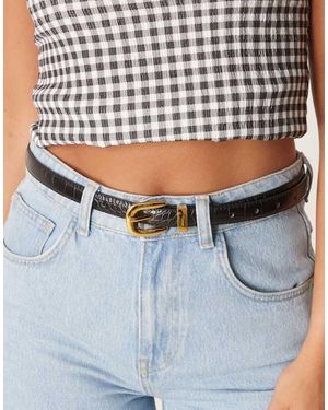 ASOS Cintura Da Jeans Skinny Per Vita E Fianchi Nera Effetto Coccodrillo Con Passante - Bianco